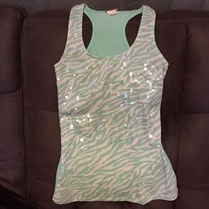 Boutique pastel striped sequins tank. Size Medium
